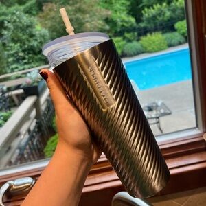 Starbucks 2022 Silver Venti Twisted Swirl Tumbler
